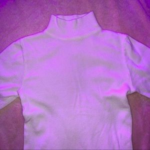 White Turtle Neck Mid Sleeve